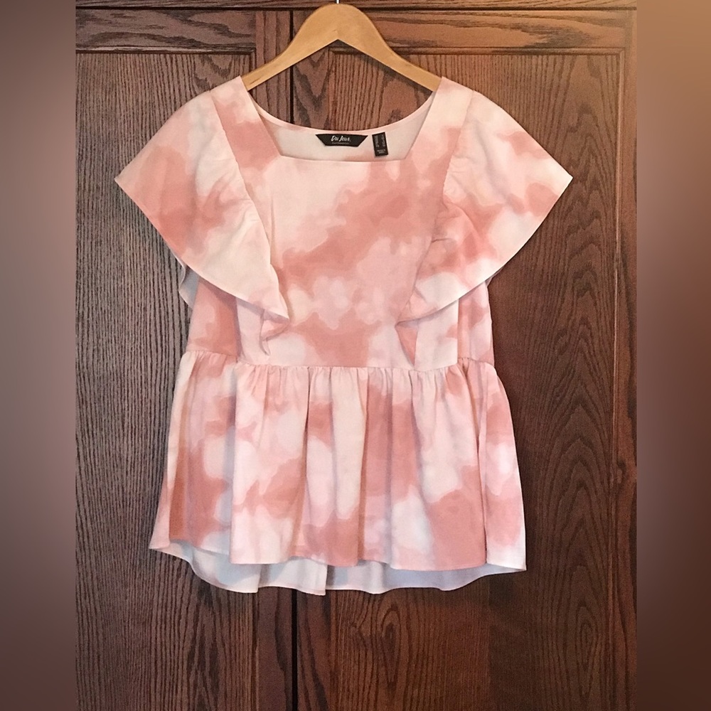 Du Jour Fashions Tie-Dye Design Ruffle Blouse